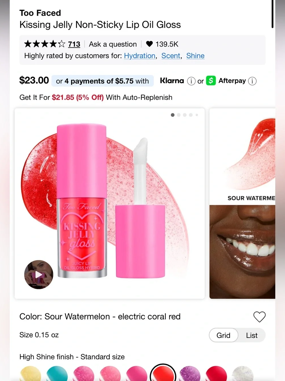 Too Faced Kissing Jelly Gloss - Sour Watermelon